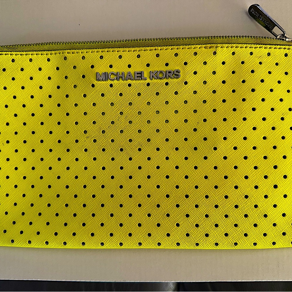 Michael Kors neon Yellow Perforated Clutch
